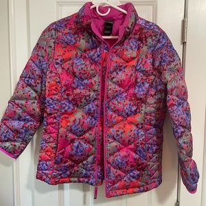 Girls Floral North Face Puffer Jacket size XL